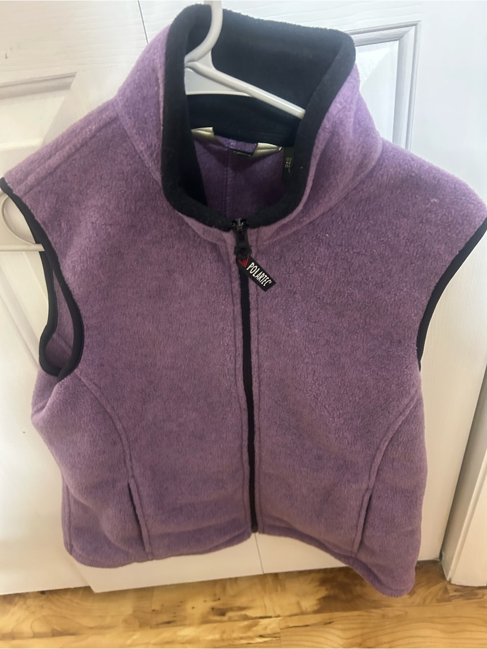 Eddie Bauer Lavender Purple Fleece Vest with Black Trim